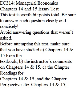 Chapter 14 & 15 Essay Test